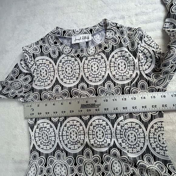 Joseph Ribkoff Womens Black & White Lace Floral Textured Top 3/4 Sleeve Size 4 - Picture 6 of 7